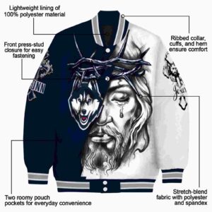 custom uconn huskies jesus tears blue white jacket new arrival