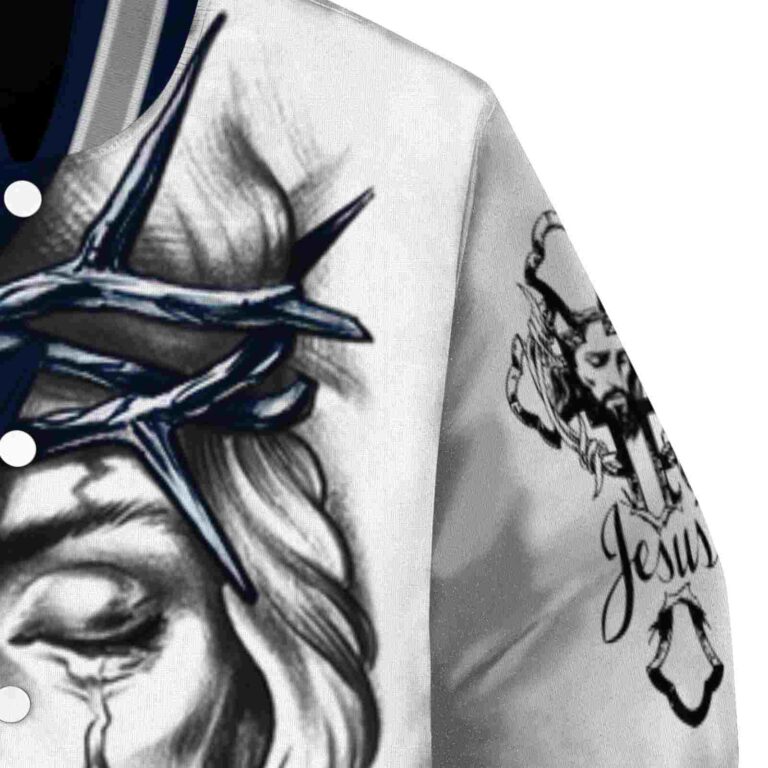 custom uconn huskies jesus tears blue white jacket premium grade