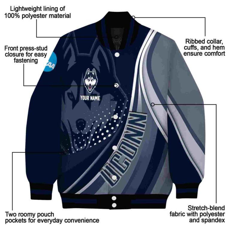 custom uconn huskies wave patterns blue jacket new arrival