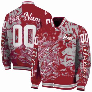 custom umass minutemen fishing art red jacket fashion forward