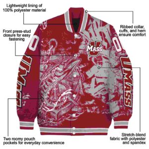 custom umass minutemen fishing art red jacket new arrival