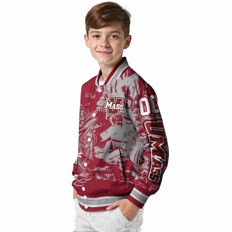 custom umass minutemen fishing art red jacket trendy