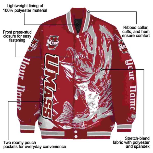 custom umass minutemen fishing passion red white jacket new arrival