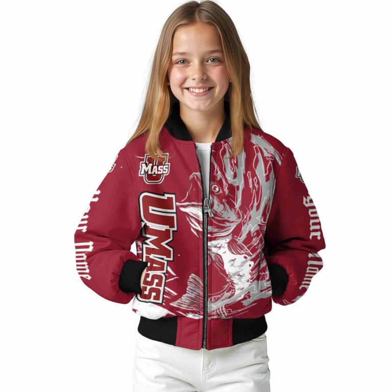 custom umass minutemen fishing passion red white jacket top rated