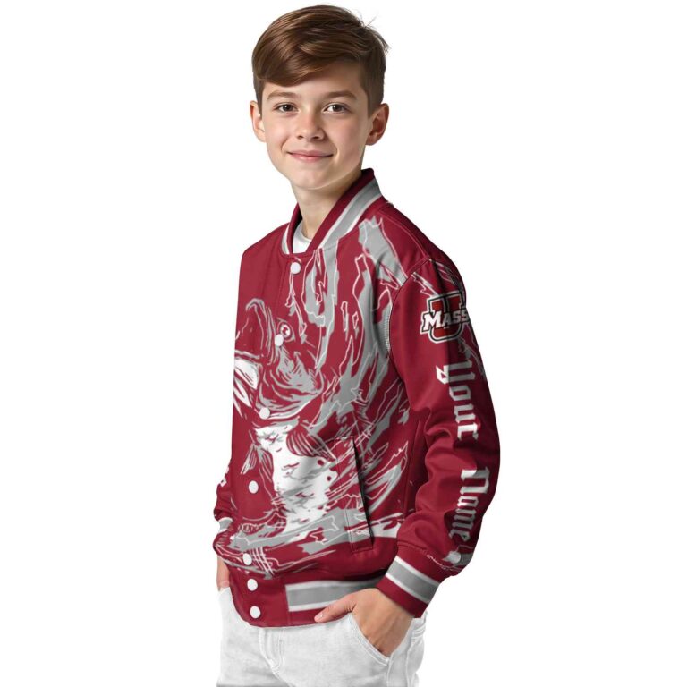 custom umass minutemen fishing passion red white jacket trendy