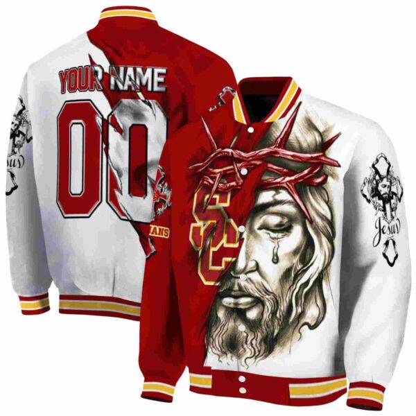custom usc trojans jesus tears red white jacket fashion forward