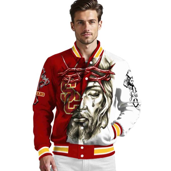 custom usc trojans jesus tears red white jacket high quality