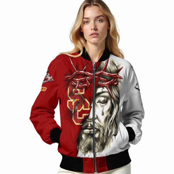 custom usc trojans jesus tears red white jacket latest model