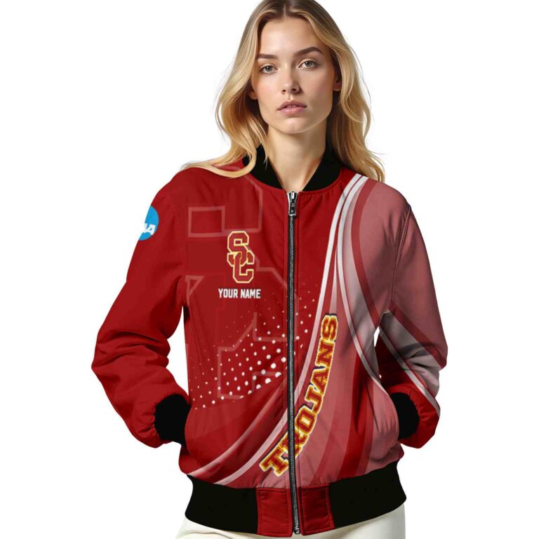 custom usc trojans wave patterns red jacket latest model