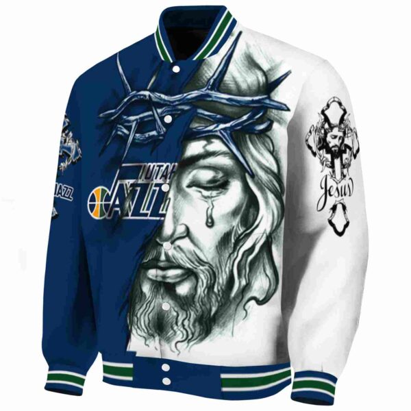 custom utah jazz jesus tears navy white jacket best selling