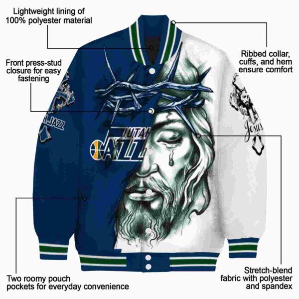 custom utah jazz jesus tears navy white jacket new arrival