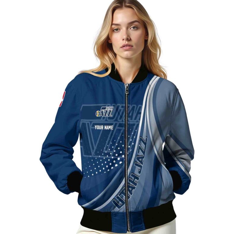 custom utah jazz wave patterns navy jacket latest model
