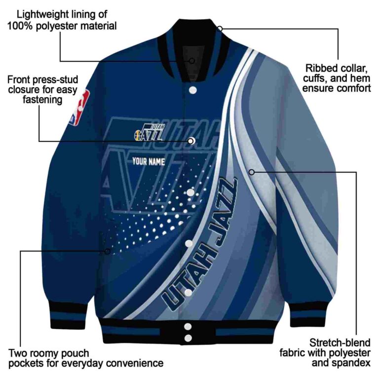 custom utah jazz wave patterns navy jacket new arrival