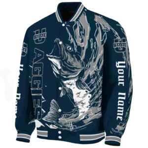 custom utah state aggies fishing passion navy white jacket best selling