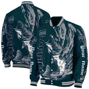 custom utah state aggies fishing passion navy white jacket fashion forward