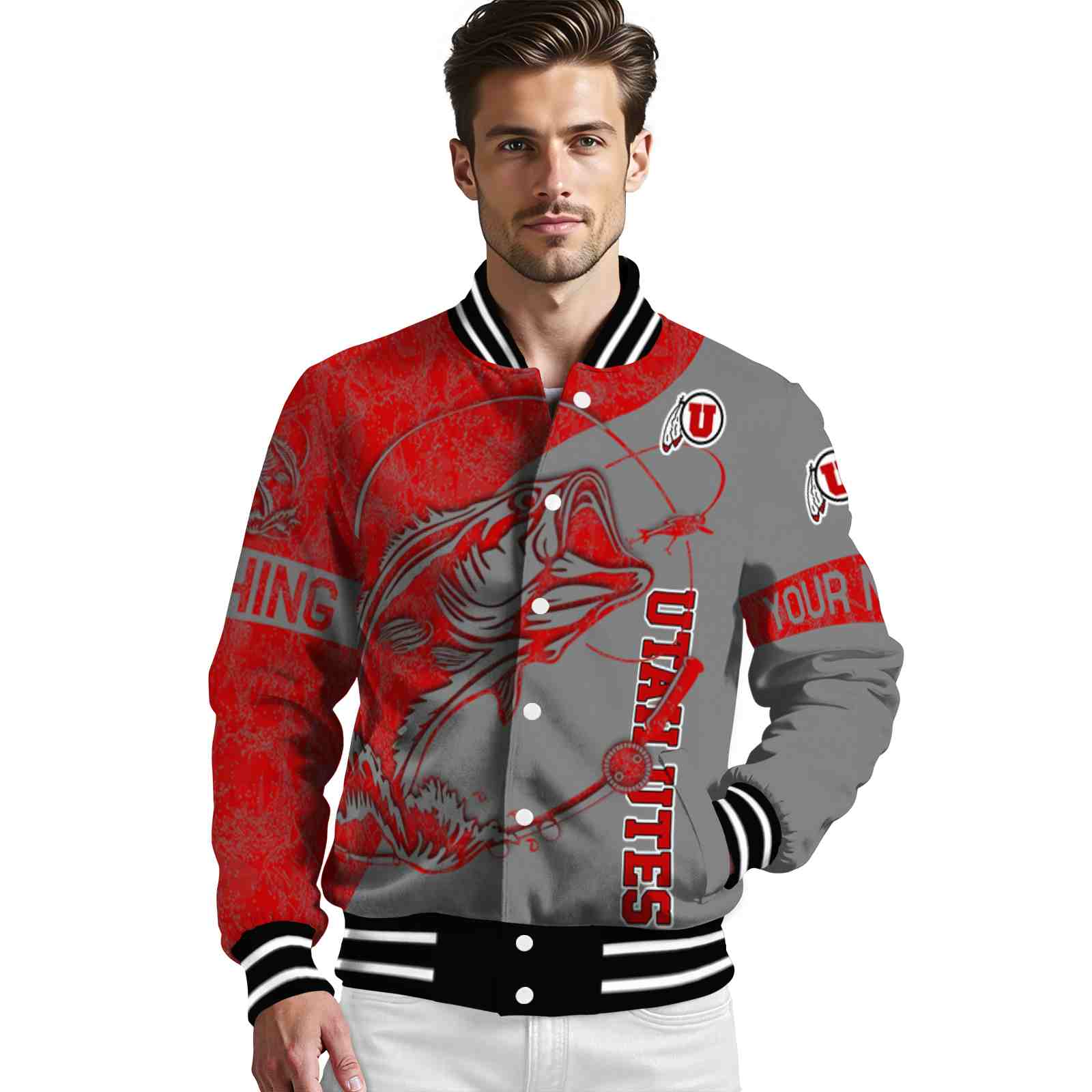 custom utah utes fishing rod gray jacket high quality custom utah utes fishing rod gray jacket high quality