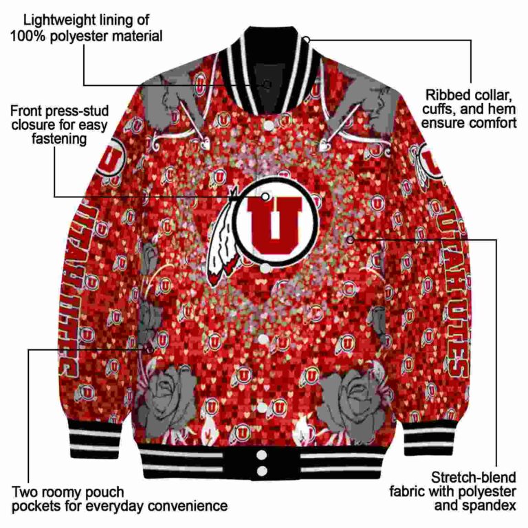 custom utah utes heart explosion red jacket new arrival