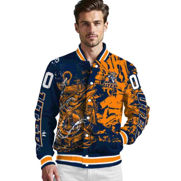 custom utep miners fishing art blue jacket high quality