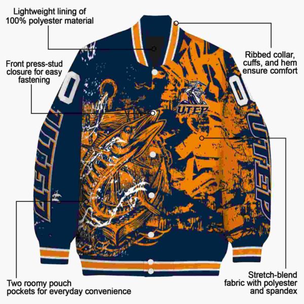 custom utep miners fishing art blue jacket new arrival