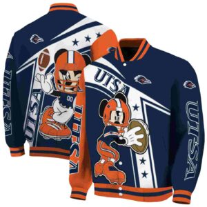 custom utsa roadrunners mickey football orange white jacket fashion forward