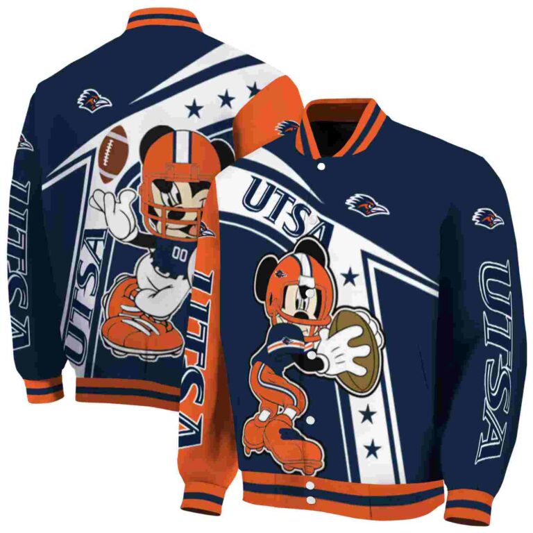 custom utsa roadrunners mickey football orange white jacket fashion forward