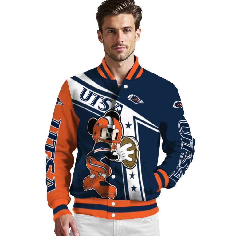 custom utsa roadrunners mickey football orange white jacket high quality