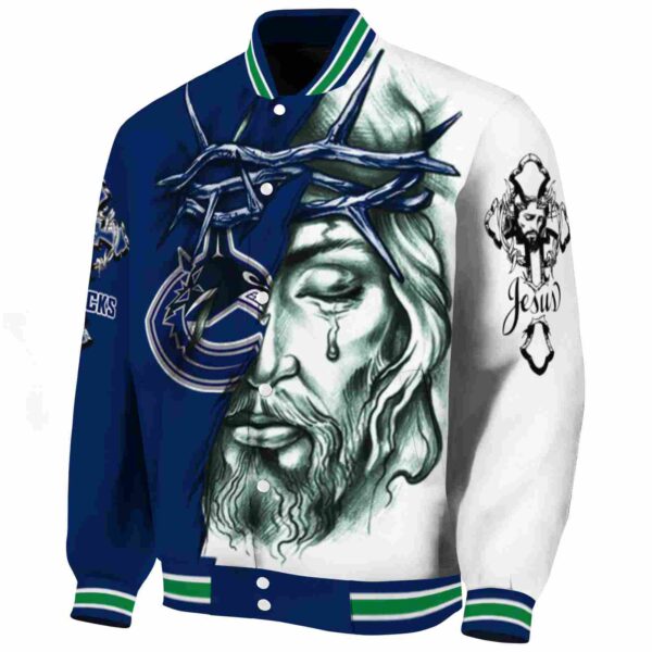 custom vancouver canucks jesus tears blue white jacket best selling
