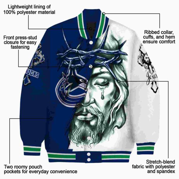 custom vancouver canucks jesus tears blue white jacket new arrival