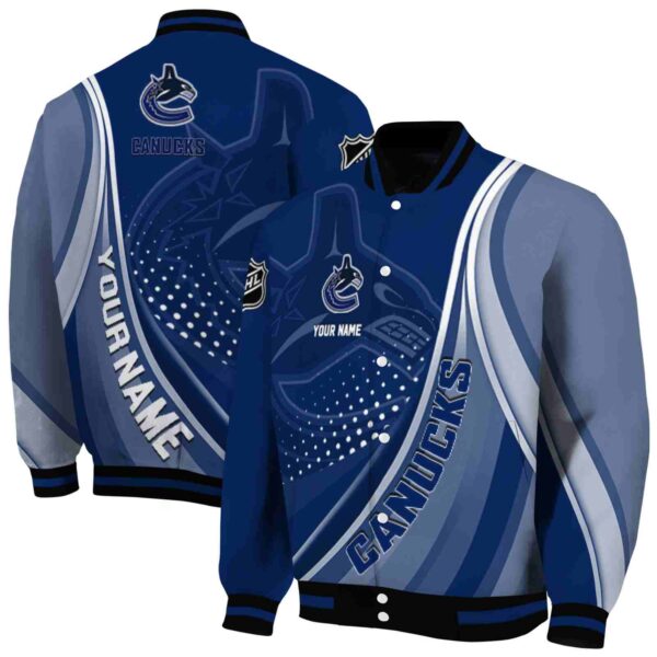 custom vancouver canucks wave patterns blue jacket fashion forward