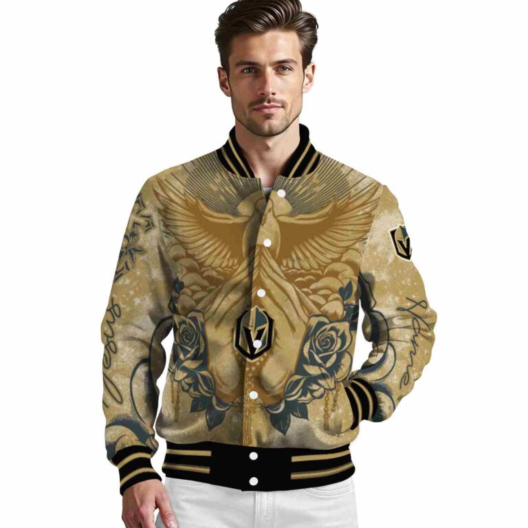 custom vegas golden knights praying hands tan jacket high quality