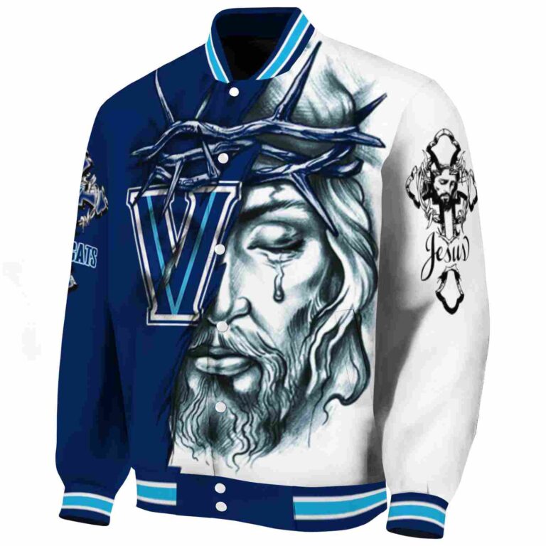 custom villanova wildcats jesus tears navy white jacket best selling