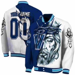 custom villanova wildcats jesus tears navy white jacket fashion forward