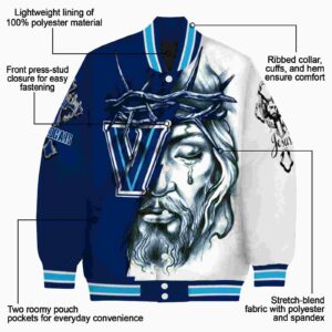 custom villanova wildcats jesus tears navy white jacket new arrival