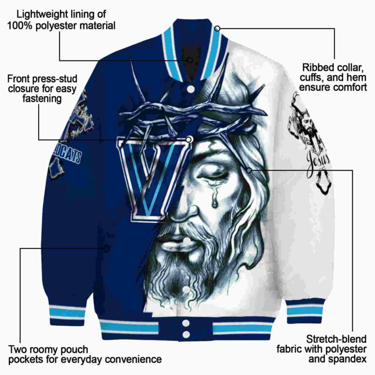 custom villanova wildcats jesus tears navy white jacket new arrival