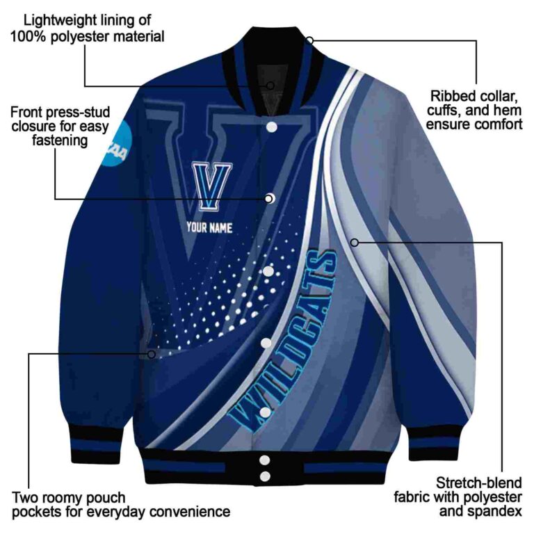 custom villanova wildcats wave patterns navy jacket new arrival