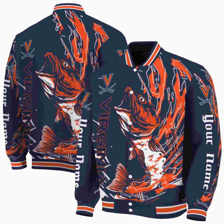 custom virginia cavaliers fishing passion blue white jacket fashion forward