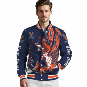 custom virginia cavaliers fishing passion blue white jacket high quality