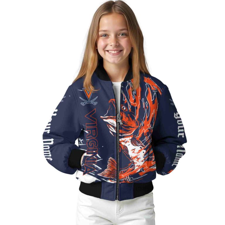 custom virginia cavaliers fishing passion blue white jacket top rated