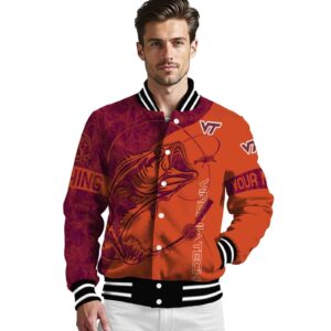 custom virginia tech hokies fishing rod orange jacket high quality