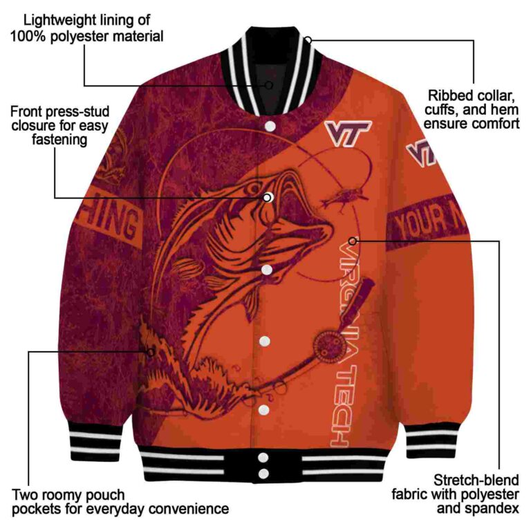 custom virginia tech hokies fishing rod orange jacket new arrival