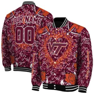 custom virginia tech hokies heart explosion maroon jacket fashion forward
