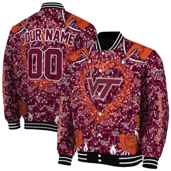 custom virginia tech hokies heart explosion maroon jacket fashion forward