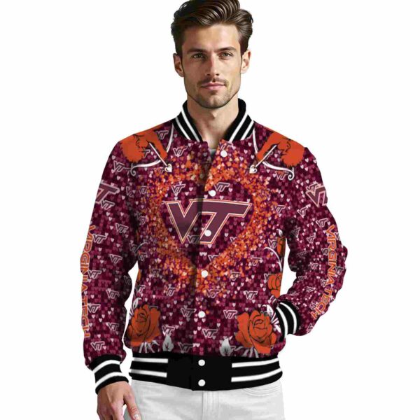 custom virginia tech hokies heart explosion maroon jacket high quality