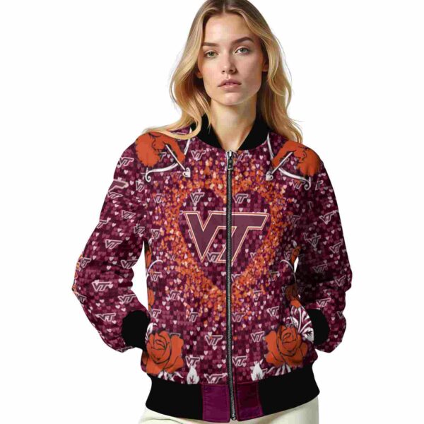 custom virginia tech hokies heart explosion maroon jacket latest model