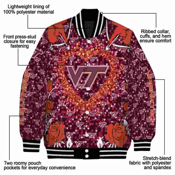custom virginia tech hokies heart explosion maroon jacket new arrival