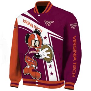 custom virginia tech hokies mickey football maroon white jacket best selling