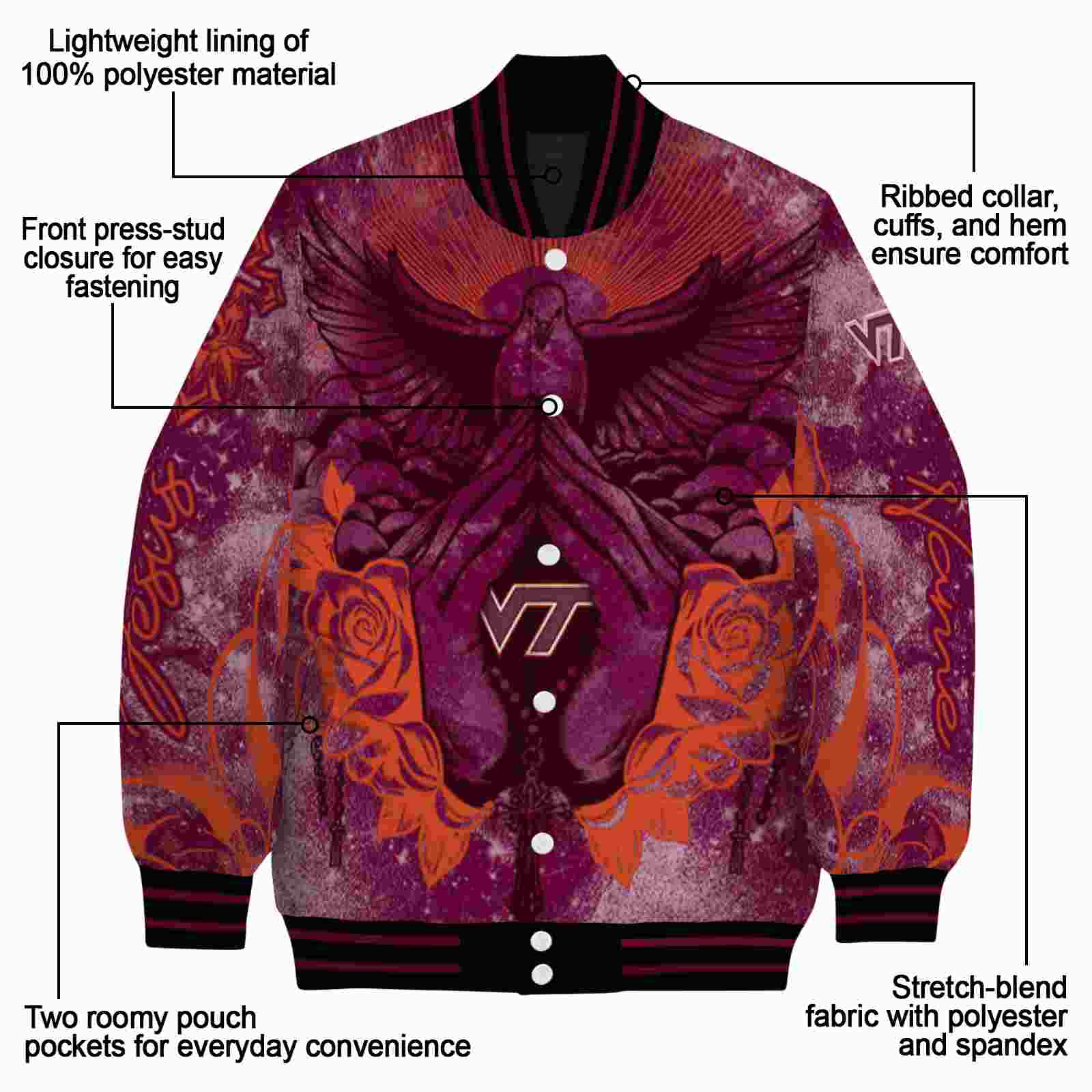 custom virginia tech hokies praying hands maroon jacket new arrival custom virginia tech hokies praying hands maroon jacket new arrival