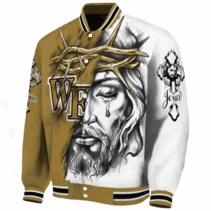 custom wake forest demon deacons jesus tears gold white jacket best selling