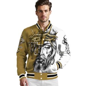 custom wake forest demon deacons jesus tears gold white jacket high quality