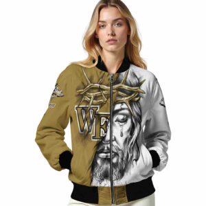 custom wake forest demon deacons jesus tears gold white jacket latest model